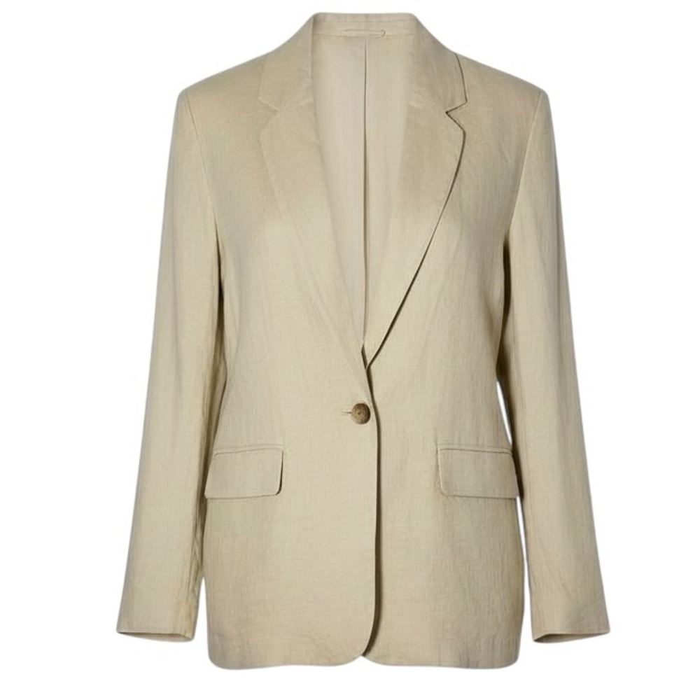 NWT. Quince Driftwood Single-Button European Linen Blazer